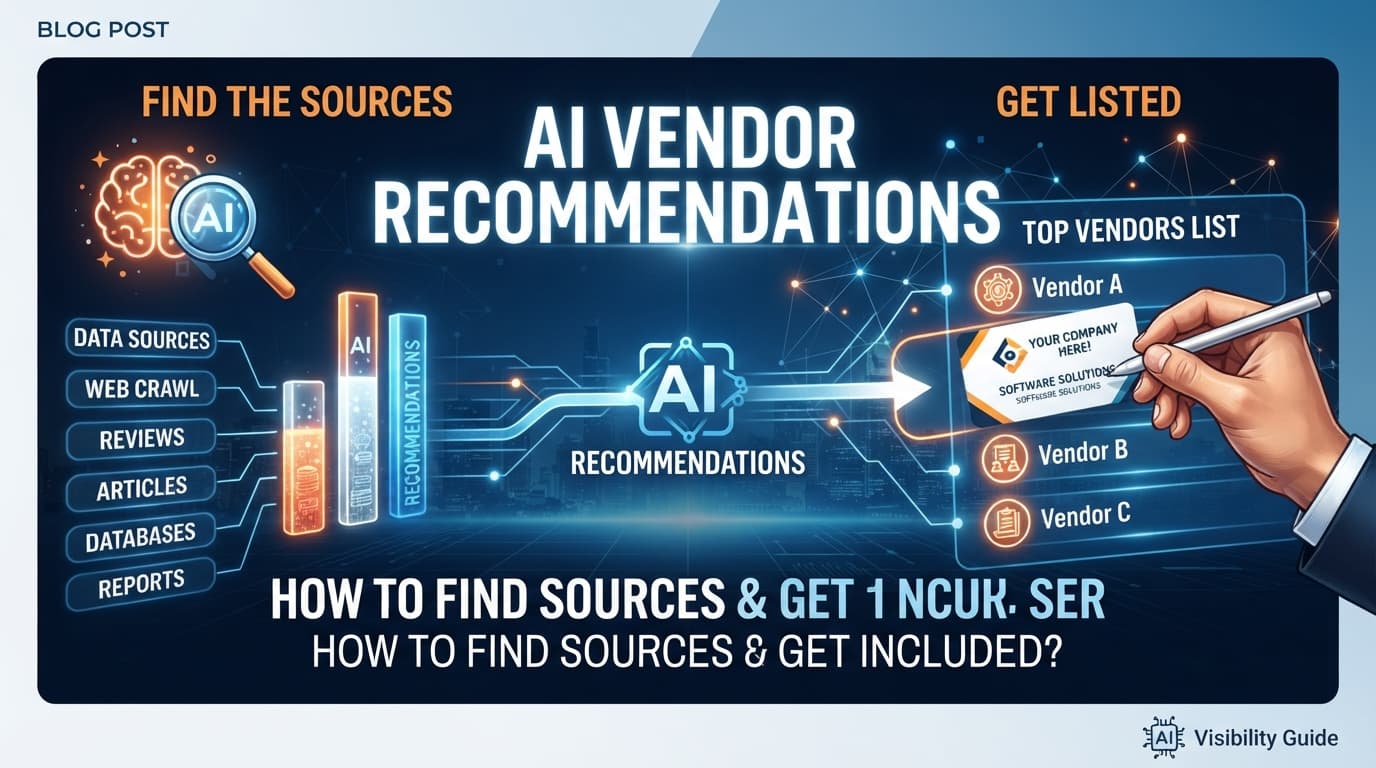 How can I find out which sources AI tools use when they recommend vendors in my category, and how do I get my company included?
